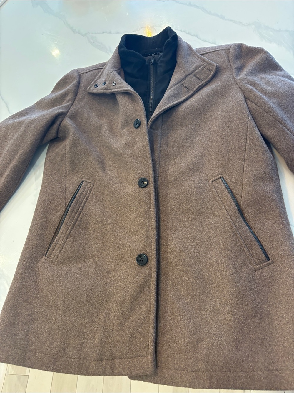 Men’s Brown Wool Button Front Coat Vince Camuto Size Large